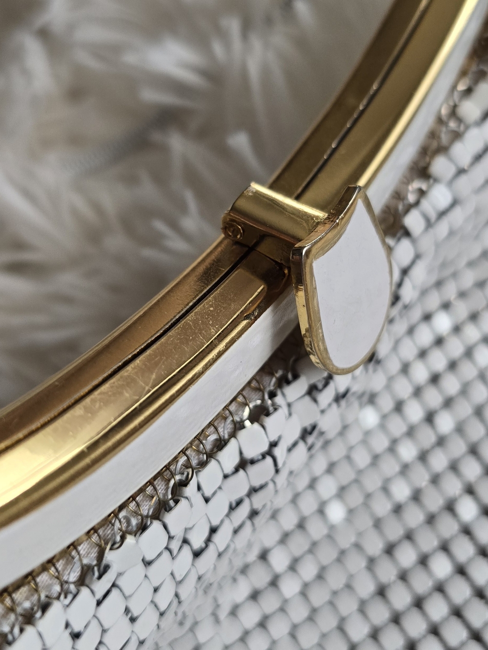 Elegant White and Gold Evening Clutch☆whiting And Davis Inspired☆